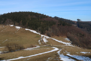Lopenické sedlo s výhledem na Mikulčin vrch